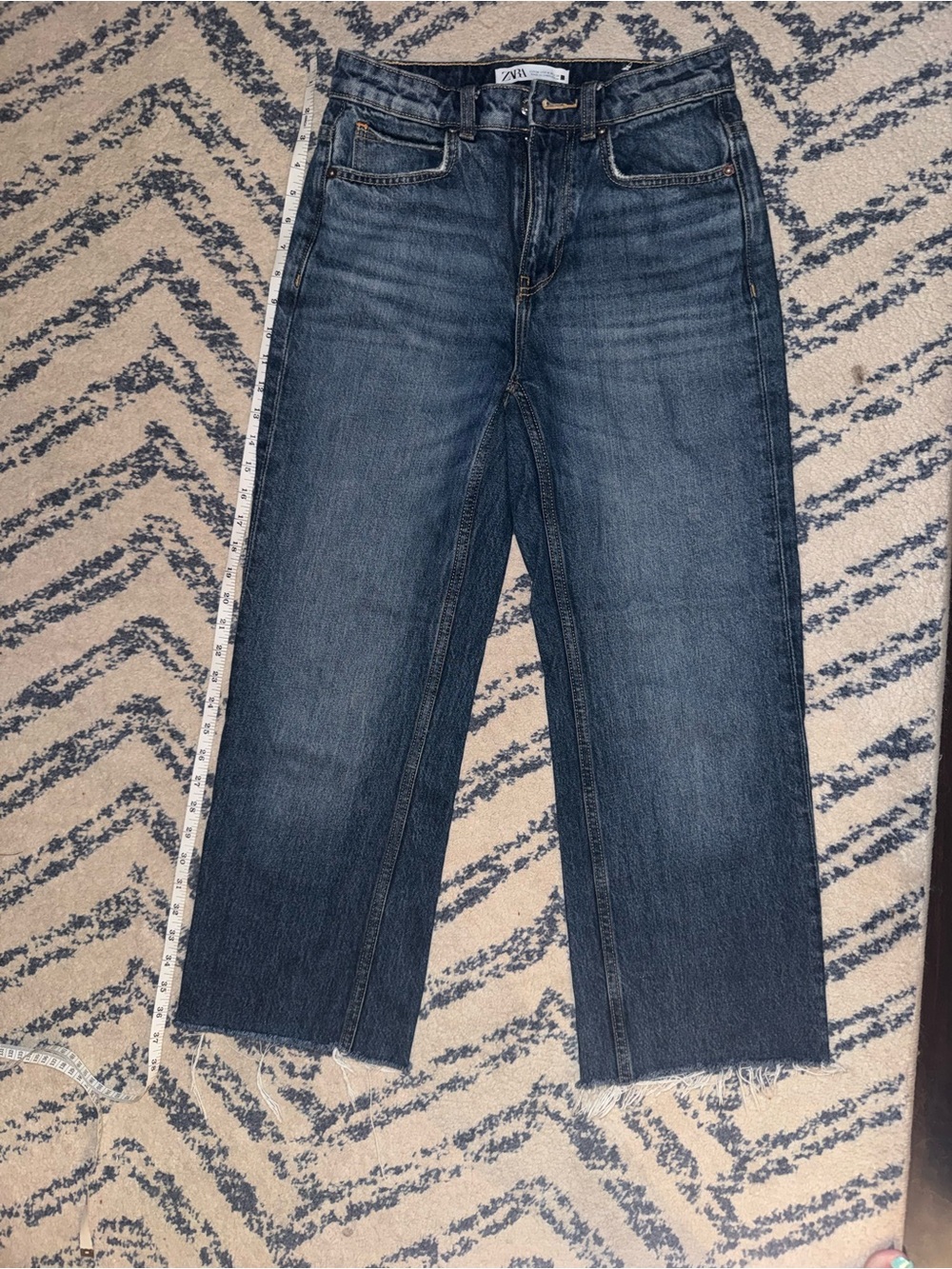 Zara straight wide leg cropped jeans